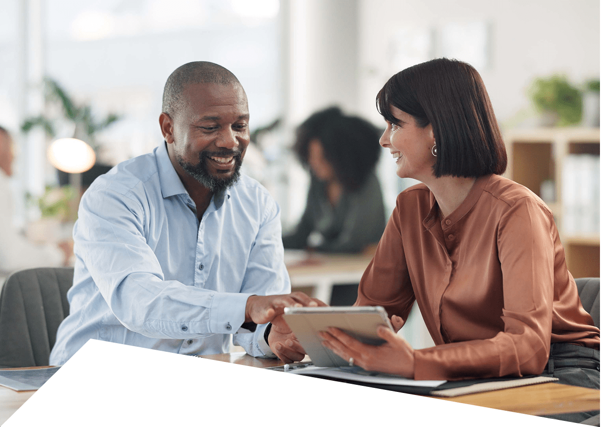 Colleagues collaborating in modern office